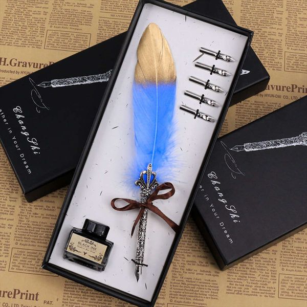 

the pen dip feather glass pen set european gilding box gift pen