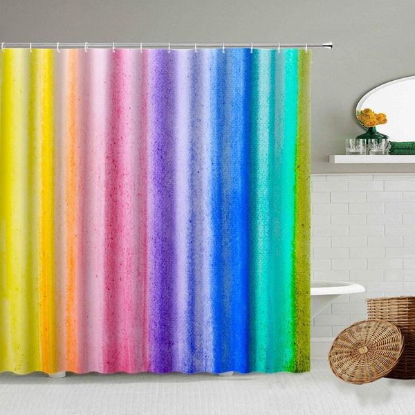 

shower curtains colorful stitching printing curtain simple art design bathroom bathtub screen decoration waterproof polyester
