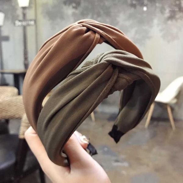 

solid color cloth cross hairband headband turban for women lady wide plastic hair hoops bezel bands headwear accessories1