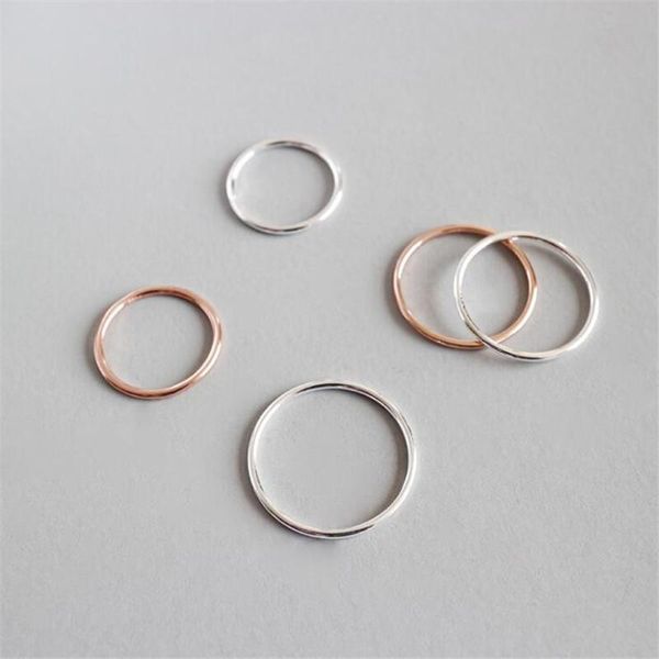 

wedding rings fashion students jewelry 1.2mm contracted smooth thin line pure sterling silver s925 no fade for women girl, Slivery;golden