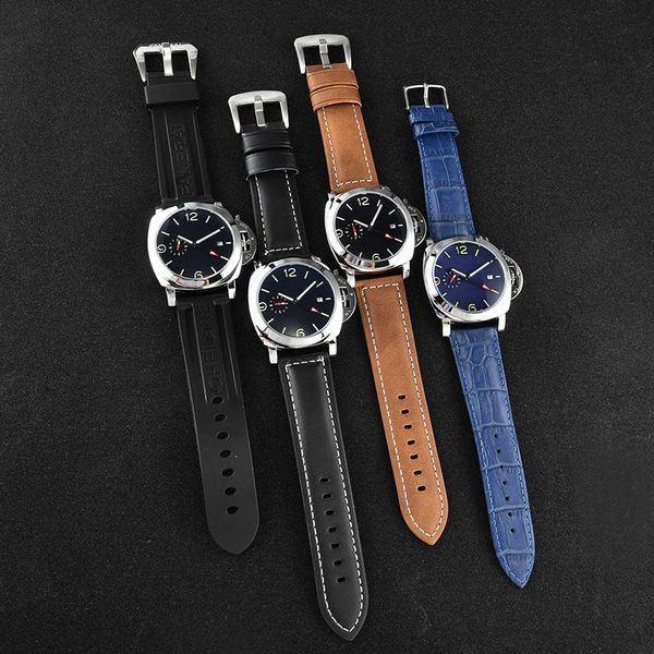 

elegant and domineering men's watch super luminous quartz waterproof leather strap 44mm dial birthday gift for boyfriend, Slivery;brown