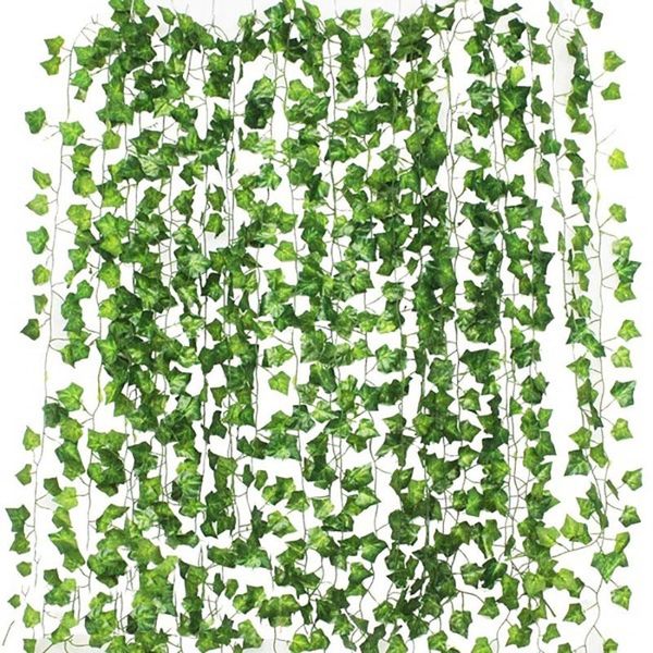 

decorative flowers & wreaths 12pcs 2m artificial plants for home green vine fake leaves wedding decoration ivy leaf christmas garland outdoo