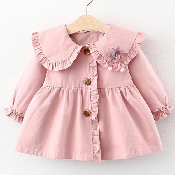 

autumn baby girls long sleeve lace lapel collar princess party trench children kids jacket coats brand fashion outerwear coat, Blue;gray