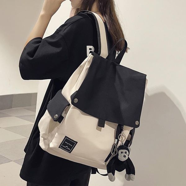 

backpack fashion women's contrast color waterproof nylon travel bag teen girl college student men's school mochila