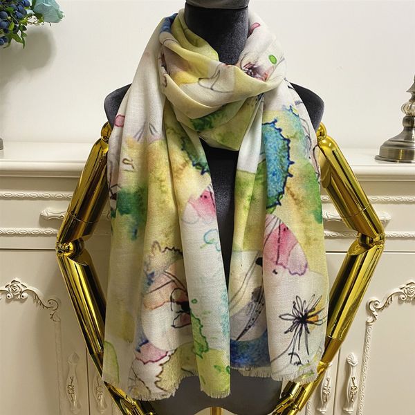 Langer Schal für Damen, Pashmina-Schal, gute Qualität, 100 % Kaschmir-Material, dünn und weich, Pint-Buchstaben, Blumenmuster, Größe 180 cm – 100 cm