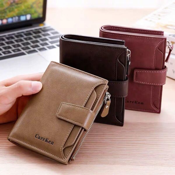 

casual short wallet mini id card holders thin triangle folding lady coin purse design dollar price men pu wallets, Red;black