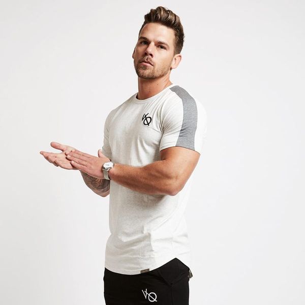 

men's t shirts 2021 muscle boy fitness brothers sports spring round neck cotton running short sleeve, White;black
