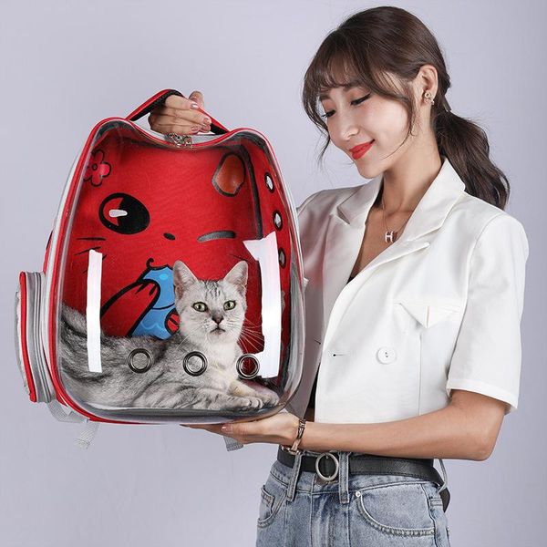 

cat carriers,crates & houses fashion transparent backpack cartoon pet bag breathable and dog portable space expandable