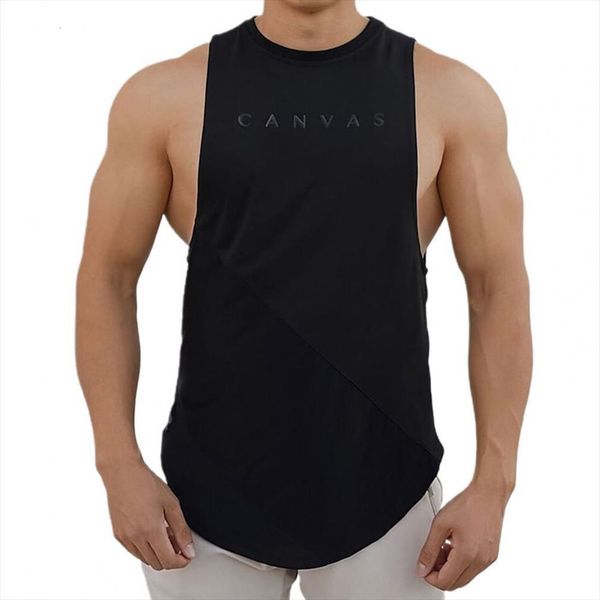 

men tanks round neck breathable milk fiber fabric fashion summer sports undershirt for leisure, White;black