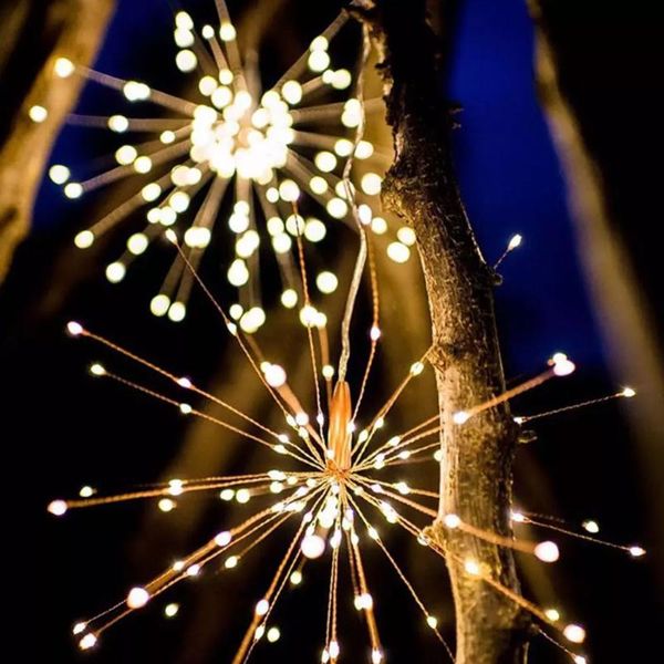 

solar lamps led firework lights outdoor waterproof fairy string light 200 8 mode hanging starburst lamp garden decor