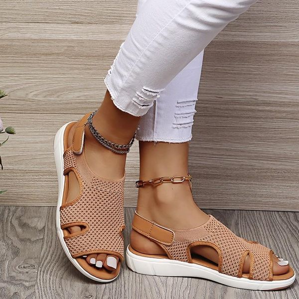 

sandals mdmupaogit plus size pu summer women comfortable ankle hollow round toe ladies woman soft beach female shoes, Black