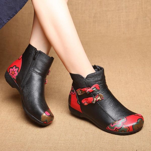 

boots bow short woman 2021 flat bottom genuine leather, Black