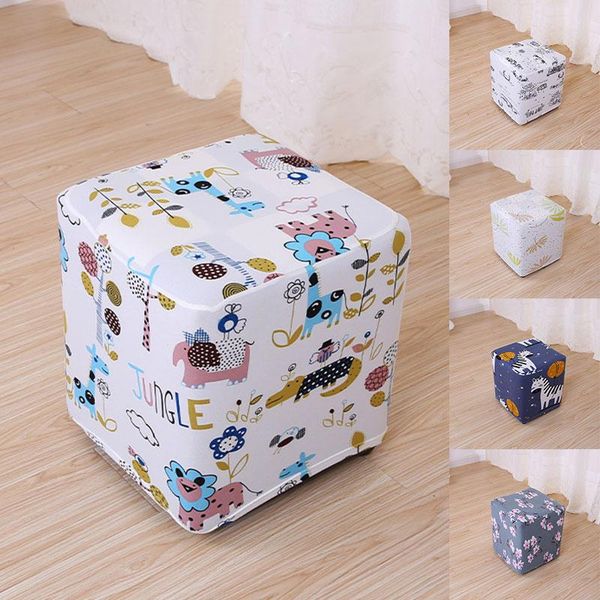 

chair covers elastic stool protective cover cartoon printing universal footstool sofa foot rest square round ottoman