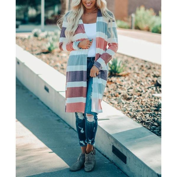 

women's jackets cardigan mid-length pink stripe coats for women fine knit fashion loose ladies' clothing summer spring thin slim c, Black;brown