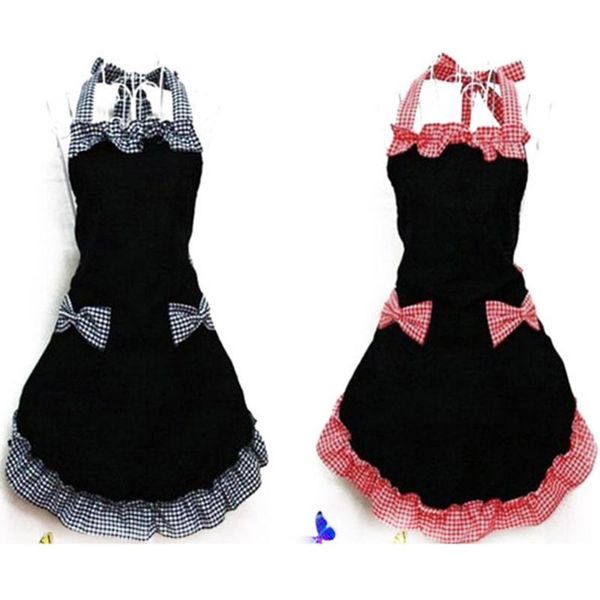 

aprons bib apron dress flirty vintage kitchen women bowknot with pocket gift pure color cooking chef waiter cafe shop
