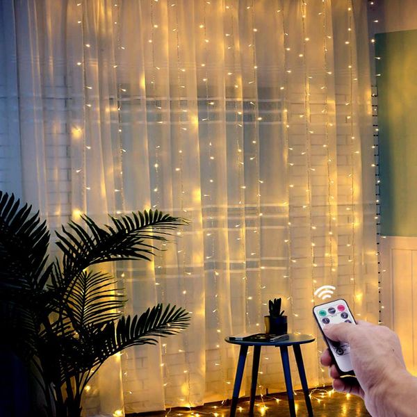 

party decoration usb copper wire led fairy lights garland curtain lamp remote control backdrop for home bedroom decorations