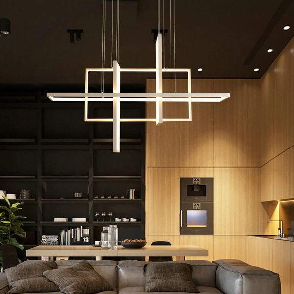 

chandeliers minimalistische luxe ontwerp zwarte goud led dimbare rechthoek kroonluchter voor slaapkamer woonkamer eetkamer koffie winkel