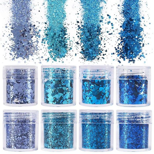 

nail art decorations 8 pcs sequins, thick and delicate glitter mixed craft body face makeup, Silver;gold