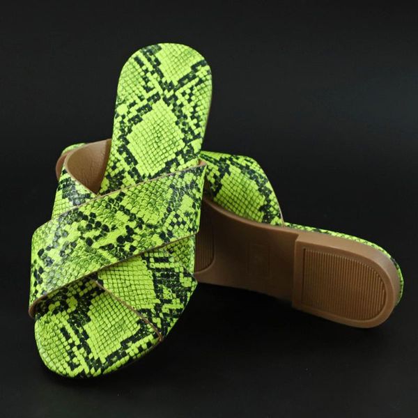

slippers women snake printed slipper ladies serpentine three-layer flat bottom hollow slides sandals non-slip wholesale #40, Black
