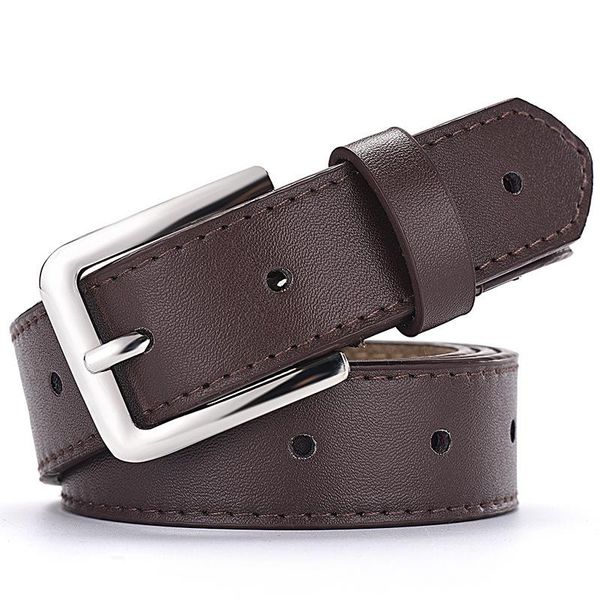 

belts women jeans decorative casual simple leather belt alloy pin buckle youth students wild retro, Black;brown