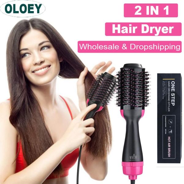 

hair dryer air brush styler and volumizer straightener curler comb roller one step electric iron blow brushes