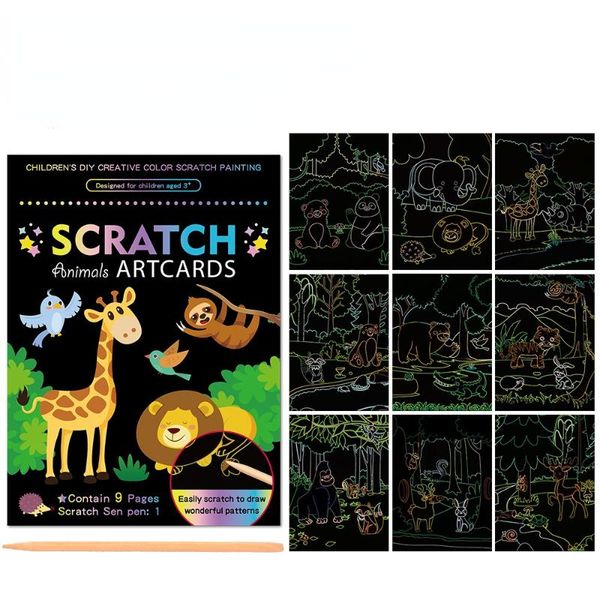 

party favor 10pack creative children scratch painting paper cartoon graffiti board for theme birthday christmas gift