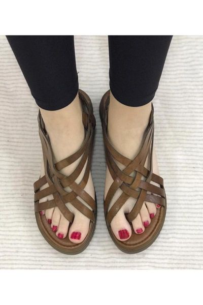 

sandals women tan genuine leather thong, Black