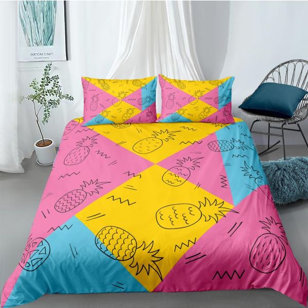 

bedding sets bedclothes 3d pineapple duvet cover modern bed linens and pillow cases king  super double twin size 180*210cm