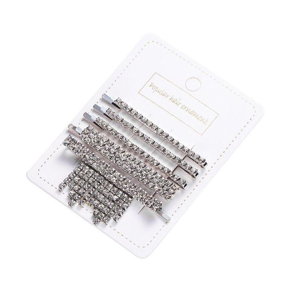 

hair clips & barrettes 5pcs/set geometric multi row glitter rhinestone one word hairpin women minimalist styling clip acrylic metal drop, Golden;silver