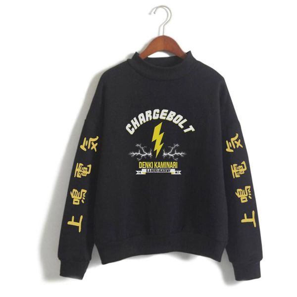 

women's hoodies & sweatshirts my hero academia denki kaminari long sleeve casual high collar male/female harajuku turtleneck, Black