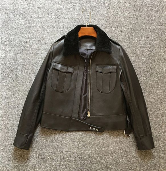 

skirts chique leather motorcycle women jacket spring fall d661, Black