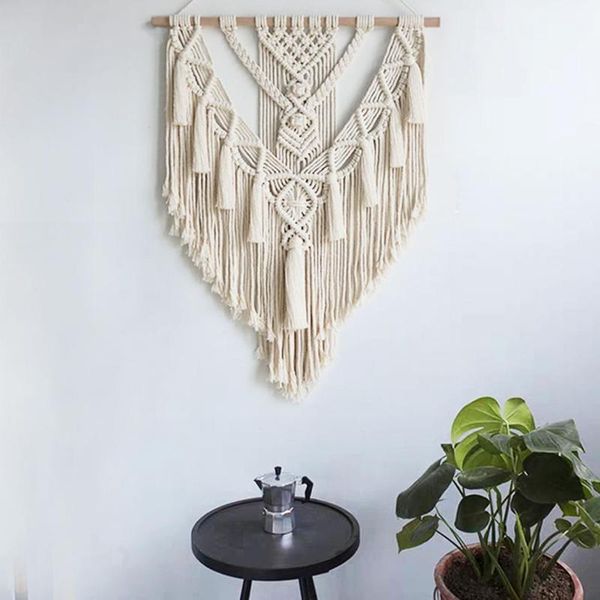 

decorative objects & figurines macrame wall hanging tapestry decoration cotton bohemian handmade woven home beautiful gifts 55x70cm
