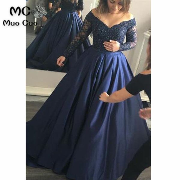 

party dresses 2021 navy blue prom long ball gown lace up back hard satin sleeve formal evening dress for women, White;black