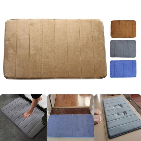 

bath mats 1pc 40x60cm home mat non-slip bathroom carpet soft coral fleece memory foam rug kitchen toilet floor decor