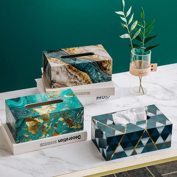 

tissue boxes & napkins 1pc european marble texture box table napkin office living room bedroom deskwashroom home decoration