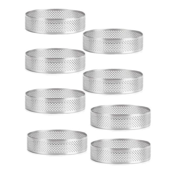 

other bakeware 8 pack stainless steel tart rings, heat-resistant perforated cake mousse ring,cake ring mold,round baking tools