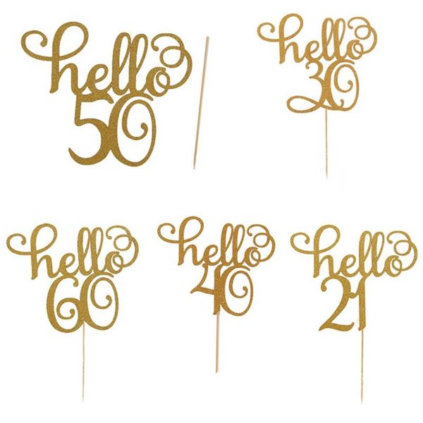 

hello 21 30 40 50 60 year old cake decoration and flag display happy birthday baking party