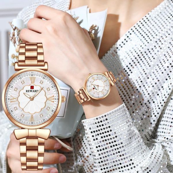 

wristwatches reward gold watch women watches ladies creative steel women's bracelet female clock relogio feminino montre femme rd2104, Slivery;brown