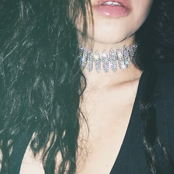 

chokers luxury glitter rhinestones choker wide collar chain necklace ladies bar night club jewelry accessories gifts for women 2021, Golden;silver