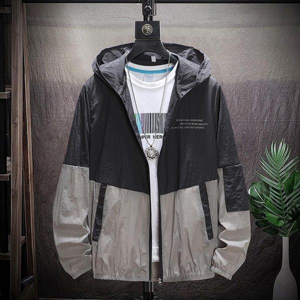 

men's jackets thin windbreaker men jacket waterproof coat with hood zipper sun-proof streetwear outdoor casual cool style, Black;brown