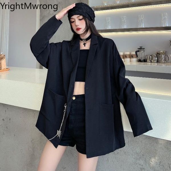 

women's suits & blazers fall long sleeve single breasted button butterfly chain fashion blazer women coat korean chaqueta outfit suit o, White;black