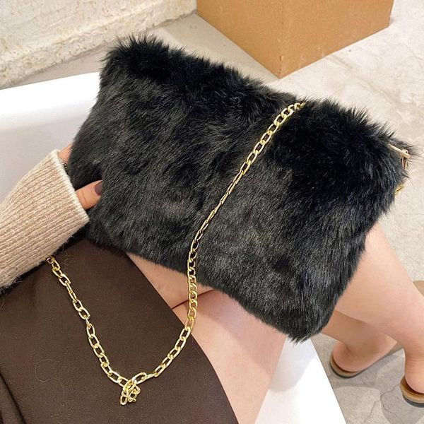 

shoulder bags crossbody for black faux women 2021 fur winter soft small bag female travel trend handbags and purses