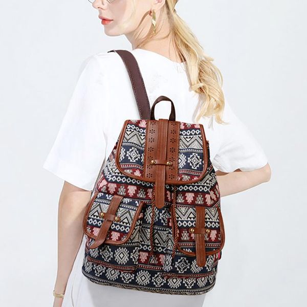 

backpack european and american style canvas printing casual ladies daily fashion small mochila