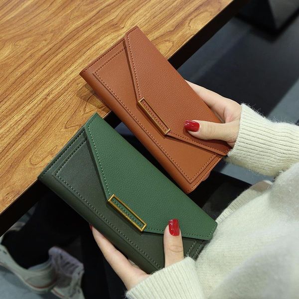 

wallets 2021 korean version of the tide long multifunctional buckle japan and south korea retro thin coin purse, Red;black
