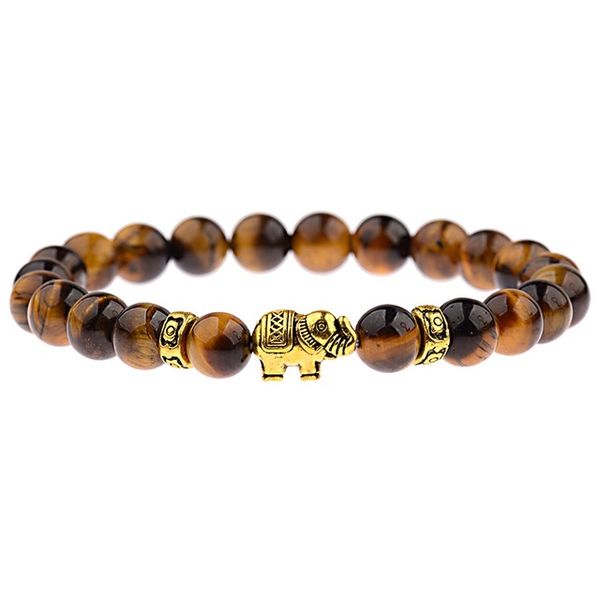 

white natural stone bead charms bracelet men boho antique gold elephant stretch bracelets jewelry bijoux pulseras hombre, Black