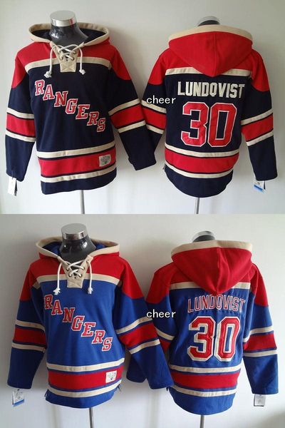 

2015 wholesale men's new york rangers #30 lundqvist black/blue hooded jerseys hockey hoodies jerseys sweatshirts, Black;red