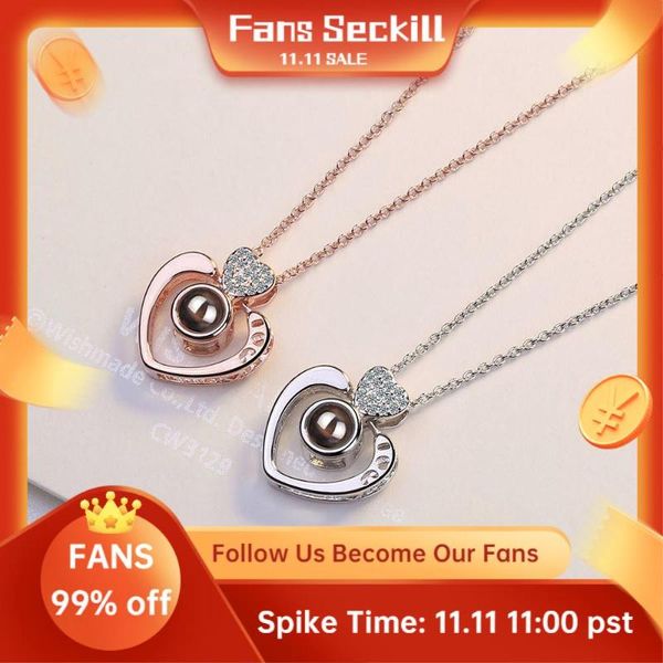 

chains 11.11 sale 2021/11/11 11:00 fans exclusive 99% off seckill i love you heart necklaces, Silver
