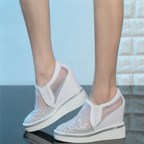

dress shoes rhinestones oxfords women genuine leather wedges high heel gladiator sandals female breathable lace fashion sneakers casual shoe, Black