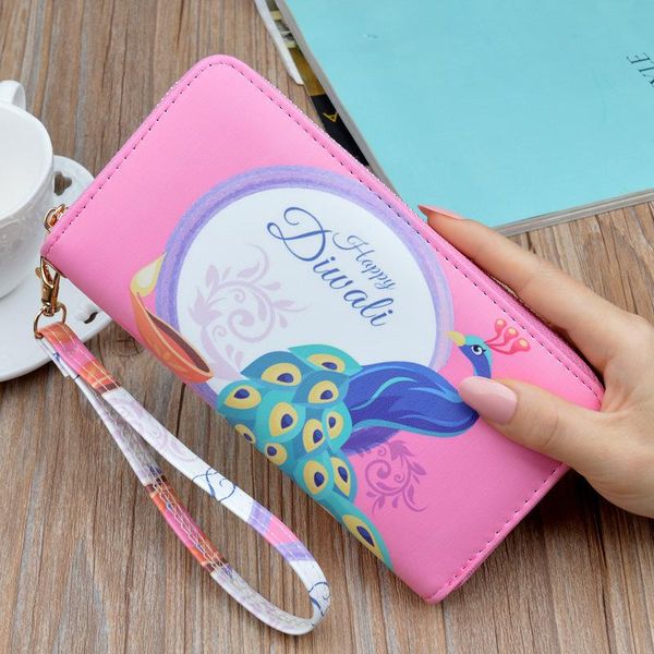 

wallets peafowls designer clutch bags for women 2021 removable strap pu leather wallet with coin pocket female purse woman card holder, Red;black