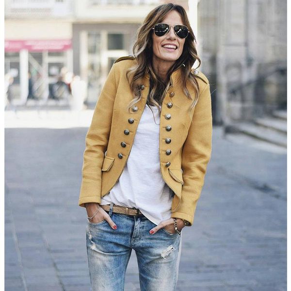 

women's suits & blazers women spring retro slim blazer 2021 autumn thin jacket cardigan fashion office ladies buttons solid jackets out, White;black